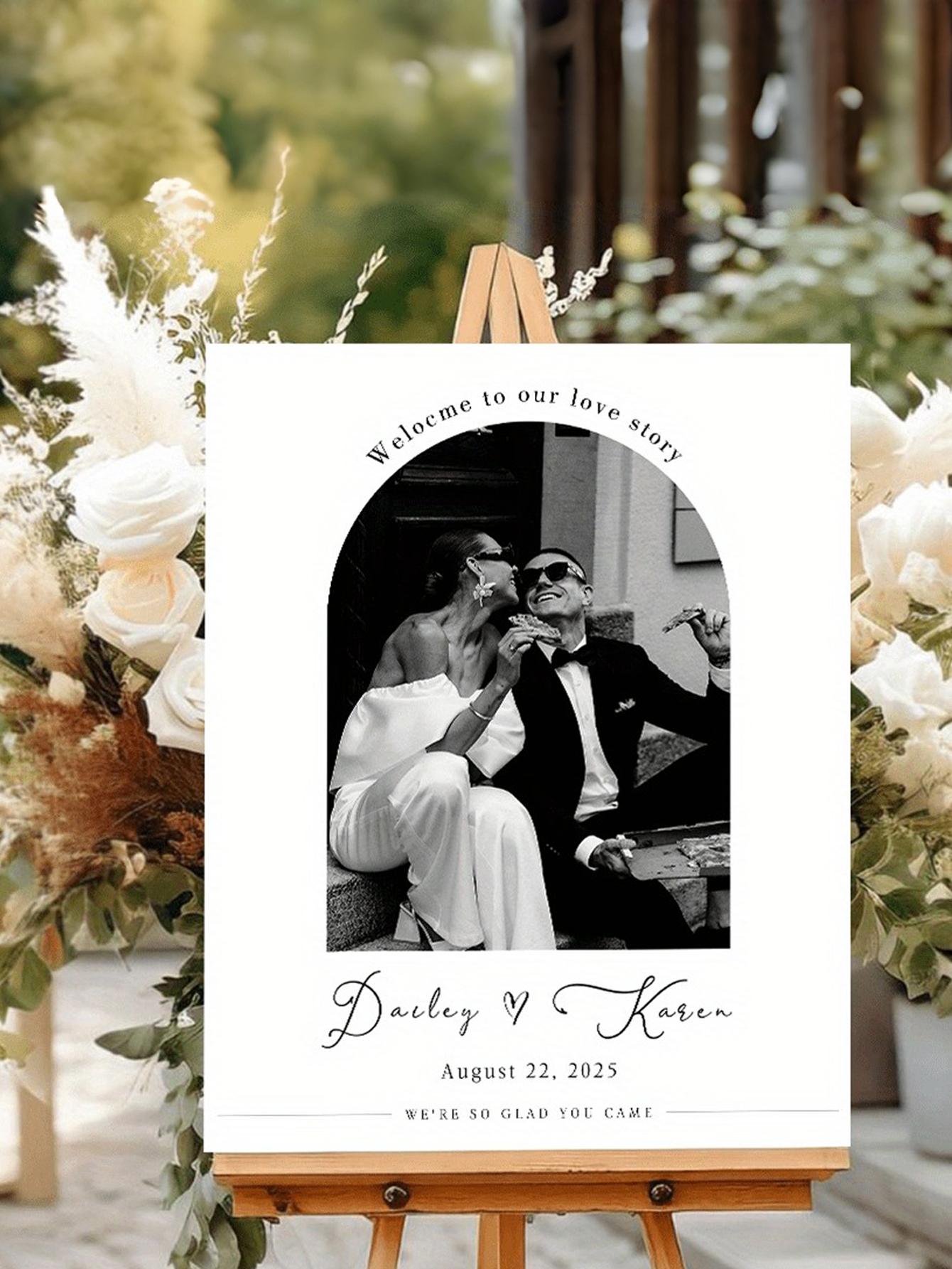 Personalized Wedding Welcome Photo Sign - PVC Material with Custom Names and Date